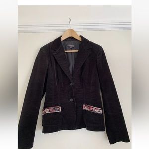 Astuces Vintage 90s Blazer Black Corduroy Size S